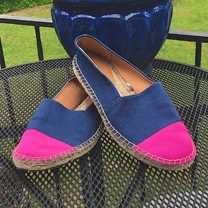 J.Crew Blue , Pink Cap Toe Canvas Espadrilles. Woman’s Size 7 1/2